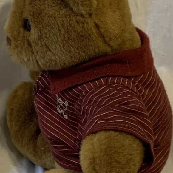 Build A Bear Workshop Brown Bear Plush Maroon Striped Golf Shirt Stuffed Animal - Picture 3 of 12